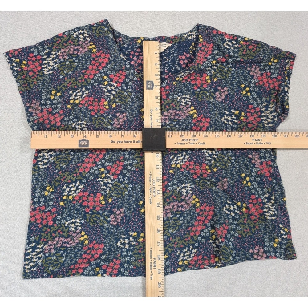 Seasalt Cornwall Blouse Womens 10 Blue Floral Organic Cotton V-Neck Top - Picture 3 of 4